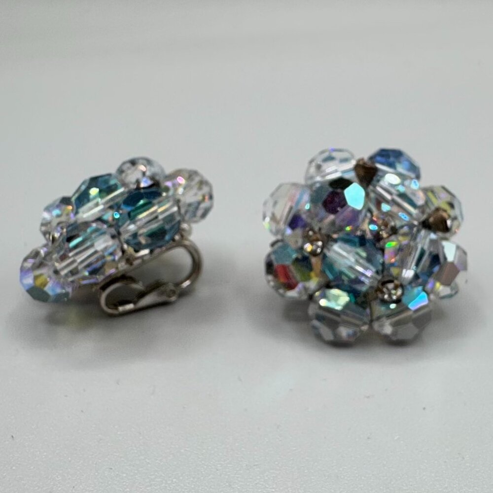 Vintage Vogue Crystal and Rhinestone Clip On Earrings, Signed - Picture 7 of 8